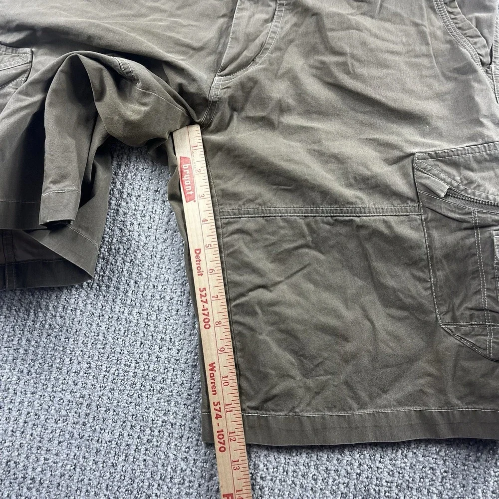 Kuhl Men's Vintage Patina Dye Hiking Shorts Zip Cargo Pockets Size 34 Olive